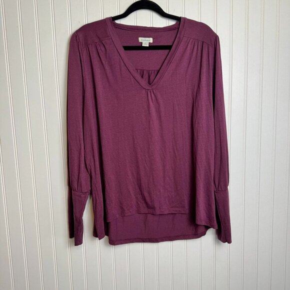 Sundance Purple Knit Long Sleeve V-Neck Pullover Top C7 - Picture 1 of 5